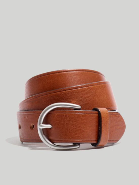 Madewell Accessories - Madewell Perfect Italian Leather Silver Buckle Belt Classic Pecan Brown - Medium